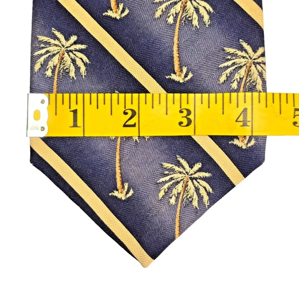 Tommy‎ Bahama Vintage Silk Necktie Palm Tree Blue Stripe Wide 58.1